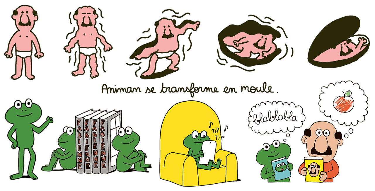 Extrait des albums BD "Animan" et "Fabienne" par Anouk Ricard aux éditions Exemplaire