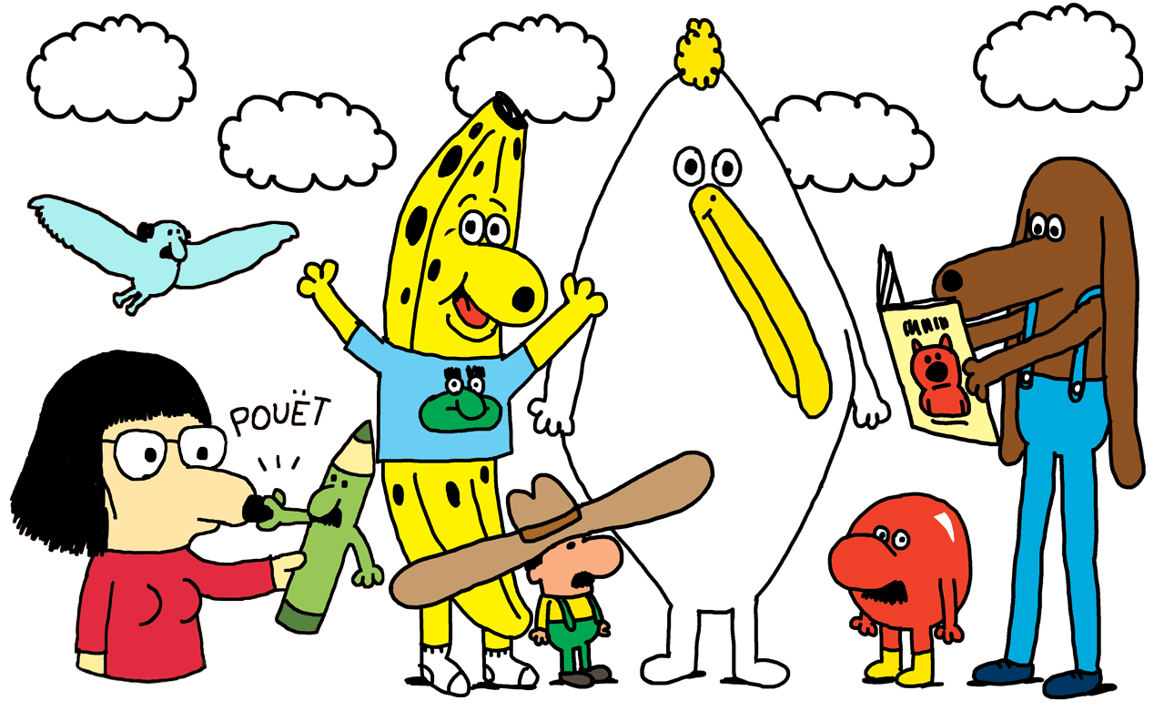 Série d'illustrations et autoportrait dessiné d'Anouk Ricard.