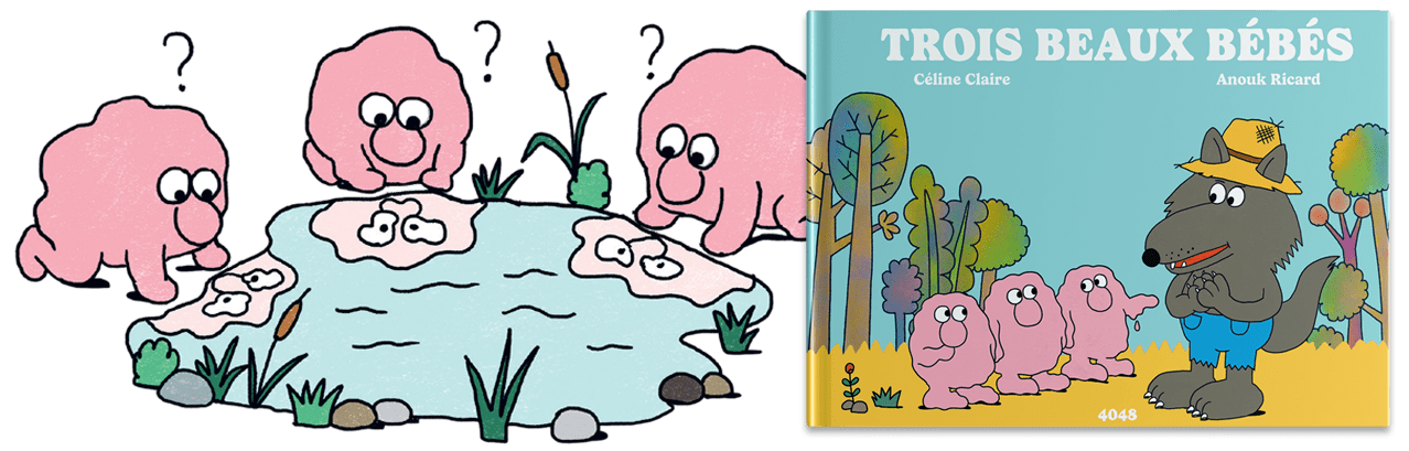 Extrait et couverture de "Trois beaux bébés" par Céline Claire et Anouk Ricard aux éditions 2042.