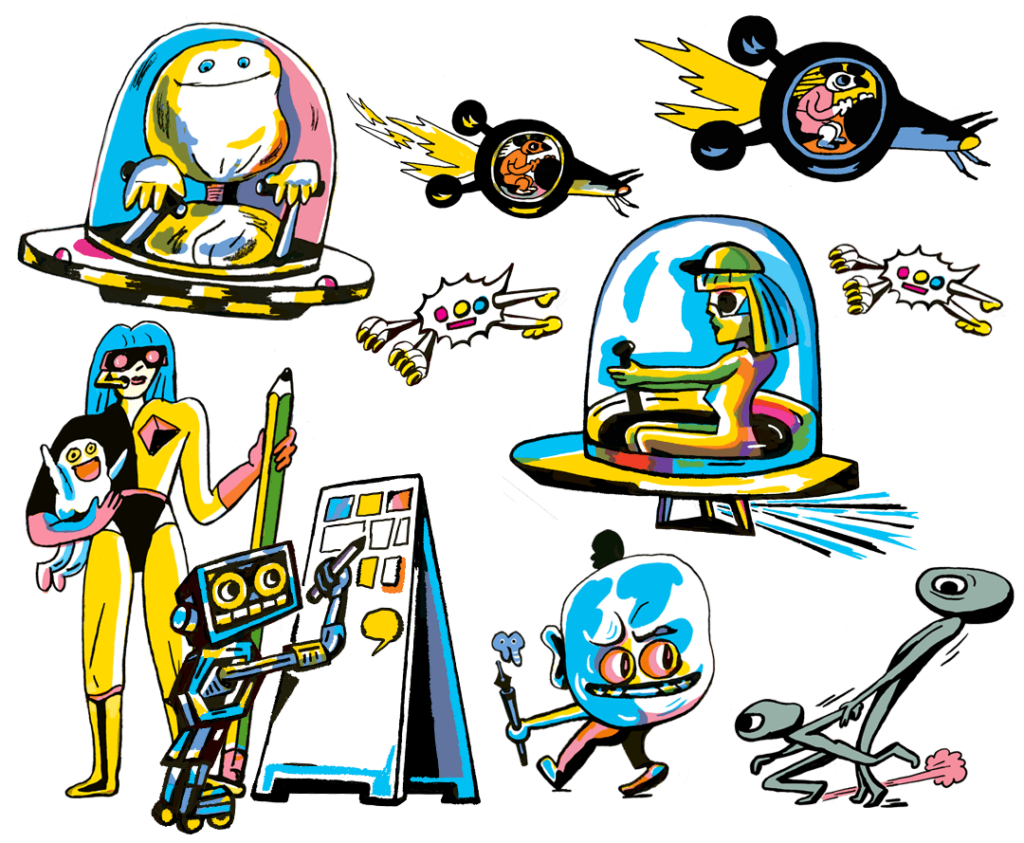 Personnages extraits de l’affiche du Festival © Katia Fouquet