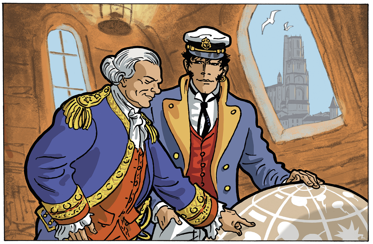 Le Comte de Lapérouse et Corto Maltese - illustration Rubén Pellejero